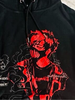 Corpse Husband Miss You Anime Hoodie L Black Acid Wash Pullover I Am Corpse